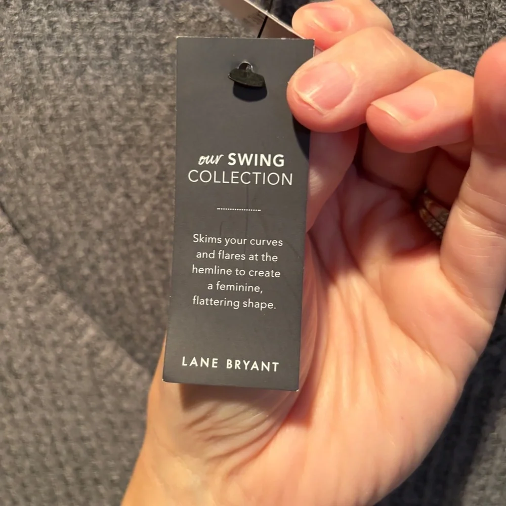 Lane Bryant Waffle Knit V-neck Long Sleeve Swing Top in Gray 26/28 NWT - Picture 5 of 7